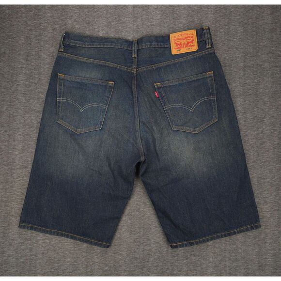 Levi's‎ 569 Jean Shorts Jorts Mens 36 x 12 Blue Loose Relaxed Fit Dark Wash - Picture 2 of 7